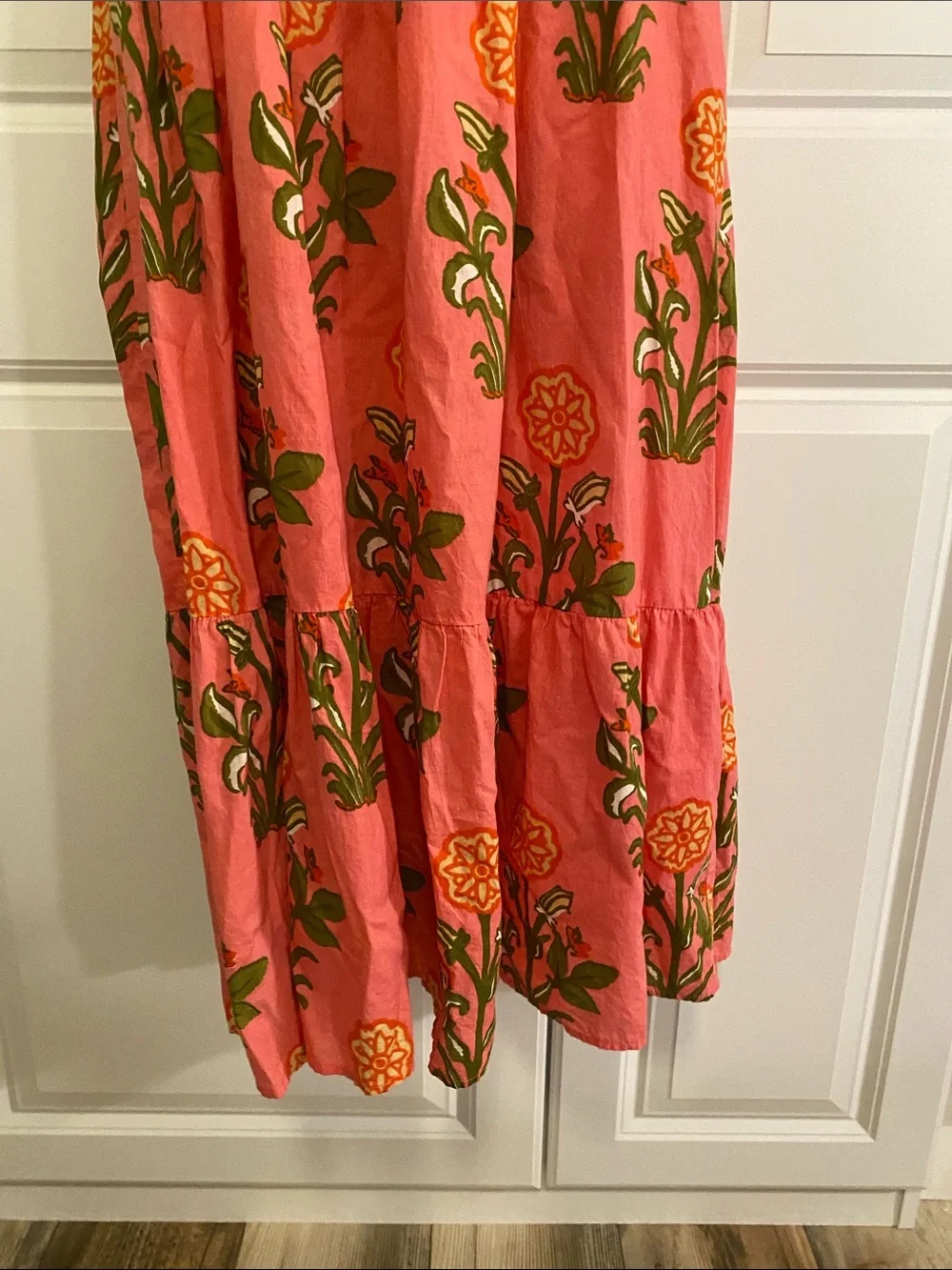 THML Pink Floral Maxi Dress with Olive Trim - Picture 5 of 13